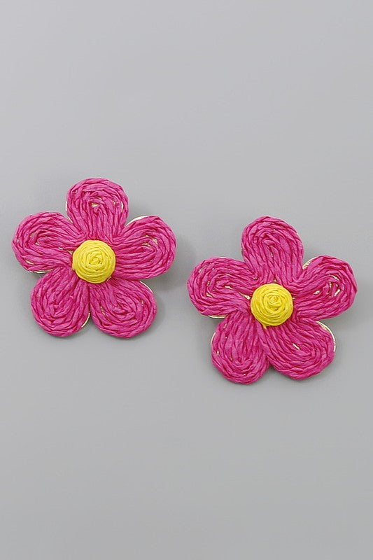 Raffia Flower Studs