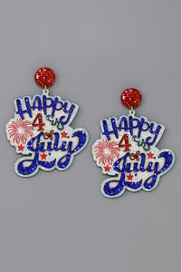 Happy 4th of July Glitter Earrings