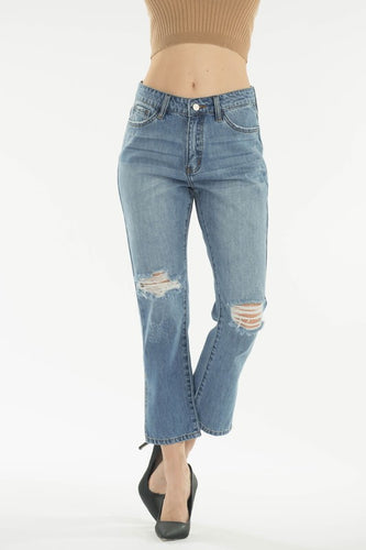 Split Bottom High Rise Jeans