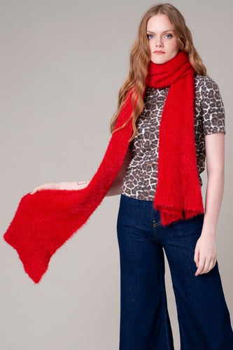 Winter Fluff Scarf in Bright Red