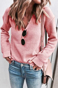 Pink Peonies V-Neck Sweater