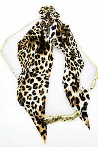 Leopard Print Hair Scrunchie Scarf