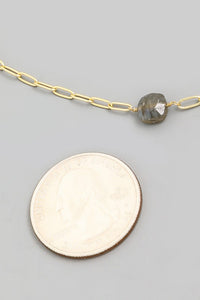 Mini Stone Charm Necklace in Rose Pink