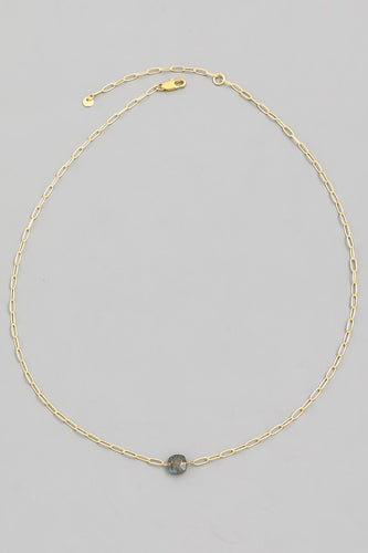Mini Stone Charm Necklace in Graphite Gray