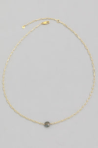 Mini Stone Charm Necklace in Graphite Gray