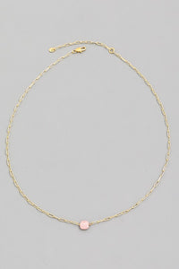 Mini Stone Charm Necklace in Rose Pink