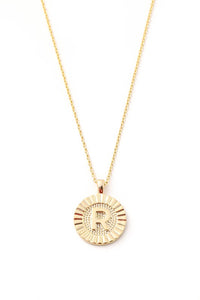 Initial Letter Disc Charm Necklace