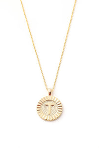 Initial Letter Disc Charm Necklace