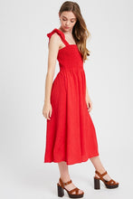 Load image into Gallery viewer, The Strap Smocking Red Dress