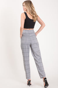 High Waist Plaid Trousers