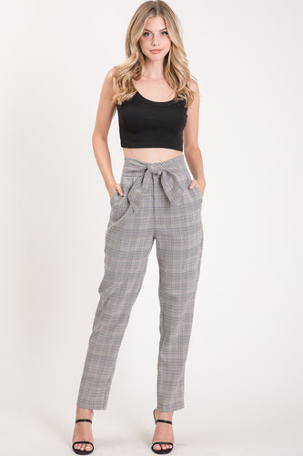 High Waist Plaid Trousers