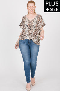 Snake Print Twisted Hem Top