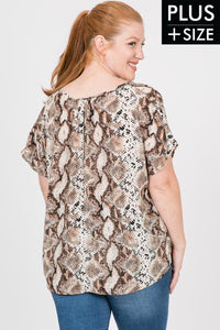 Snake Print Twisted Hem Top