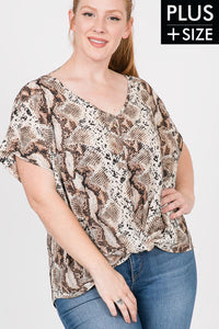 Snake Print Twisted Hem Top